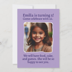 Personalized Photo 5th Birthday Party Invitation