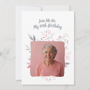 Personalized Photo 80 Years Custom 80th Birthday Invitation