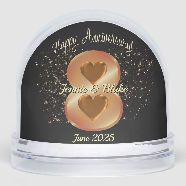 Personalized Photo 8th Anniversary Snow Globe  (Front)