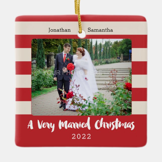 Personalized Photo, A Very Married Christmas Ceramic Ornament (Front)