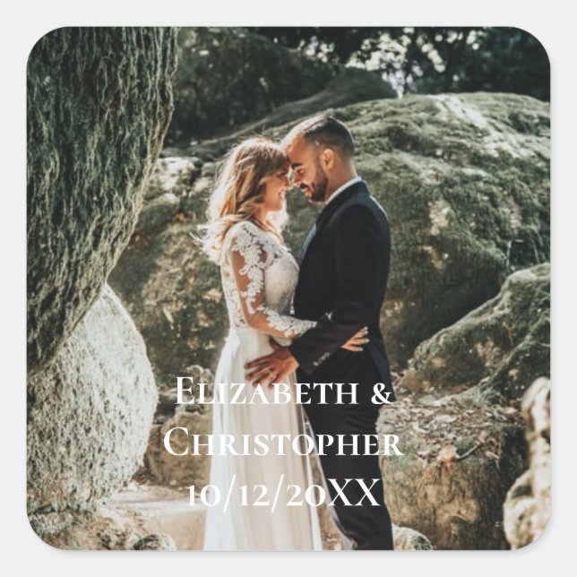 Personalized Photo Add Your Own Photo Wedding  Square Sticker (Front)