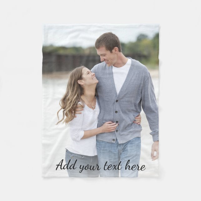 Personalized Photo Add Your Text Fleece Blanket (Front)