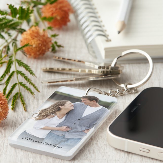 Personalized Photo Add Your Text Keychain (Front Right)