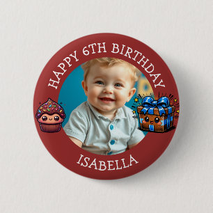 Personalized Photo, Age and Name Birthday   2 Inch Round Button