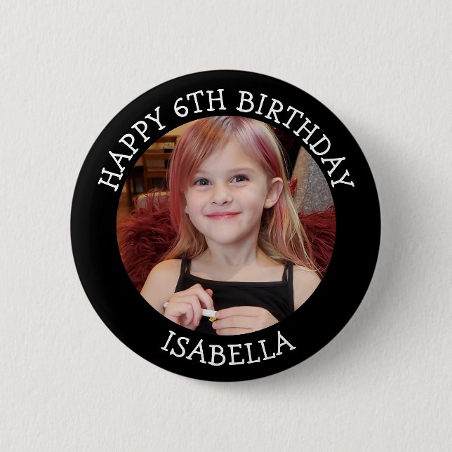 Personalized Photo, Age and Name Birthday  2 Inch Round Button (Front)