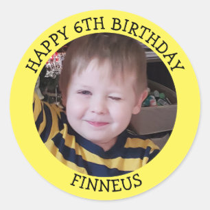 Personalized Photo, Age and Name Birthday   Classic Round Sticker