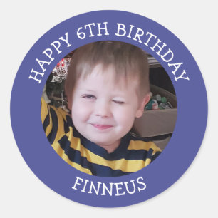 Personalized Photo, Age and Name Birthday      Classic Round Sticker