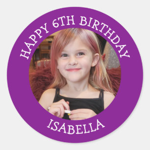 Personalized Photo, Age and Name Birthday   Classic Round Sticker