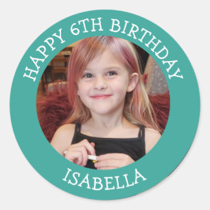 Personalized Photo, Age and Name Birthday   Classic Round Sticker