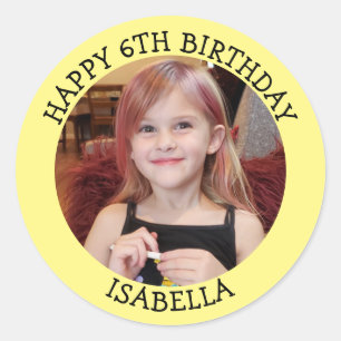 Personalized Photo, Age and Name Birthday   Classic Round Sticker