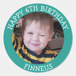 Personalized Photo, Age and Name Birthday     Classic Round Sticker