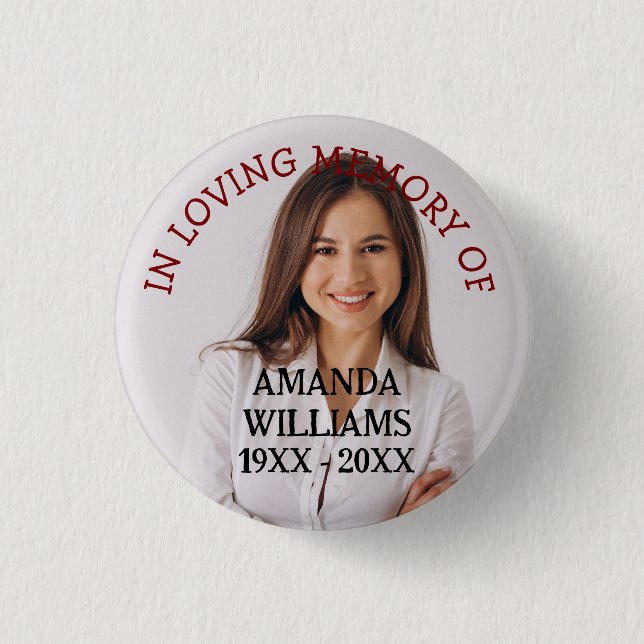 Personalized Photo age memorial 1 Inch Round Button (Front)