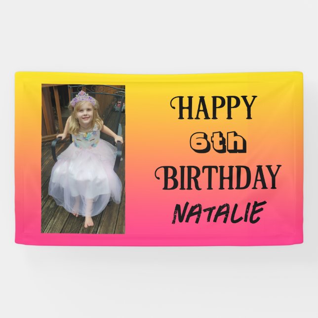 Personalized Photo and Age Happy Birthday Banner (Horizontal)