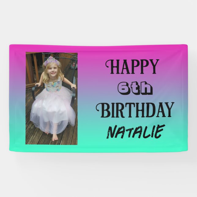 Personalized Photo and Age Happy Birthday Banner (Horizontal)