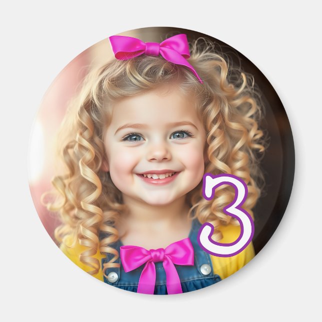 Personalized Photo and Age Refrigerator  Magnet (Front)