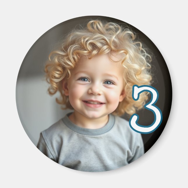 Personalized Photo and Age Refrigerator  Magnet (Front)