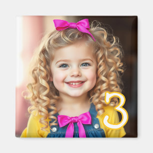 Personalized Photo and Age Refrigerator  Magnet