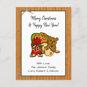 Personalized Photo and Cowboy Themed Christmas Postcard