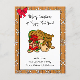 Personalized Photo and Cowboy Themed Christmas   Postcard