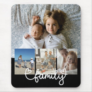 Personalized Photo and Family Text With Hearts Mouse Pad