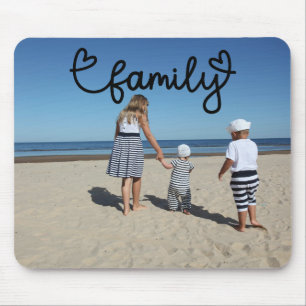 Personalized Photo and Family Text With Hearts Mouse Pad