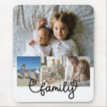 Personalized Photo and Family Text With Hearts Mouse Pad<br><div class="desc">Make a Personalized four Photo collage keepsake mousepad from Ricaso - add your own photos to this great FAMILY typography design with heart detail mouse pad - photo keepsake gifts are wonderful for yourself or to give to family and friends</div>