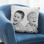 Personalized Photo and message Throw Pillow<br><div class="desc">This beautiful pillow with a photo of two children and a message that reads,  'Love You Daddy' and the boys names can be easily customized with your own photo and personal message.</div>