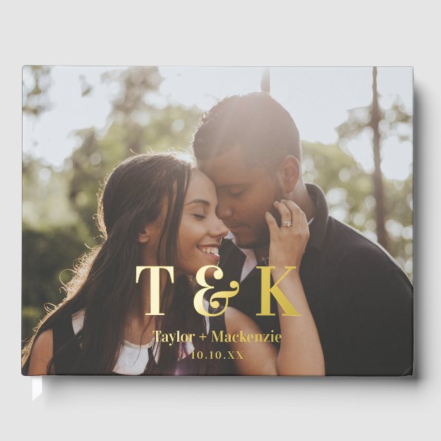 Personalized Photo and Monogram Wedding Guest Book (Front)