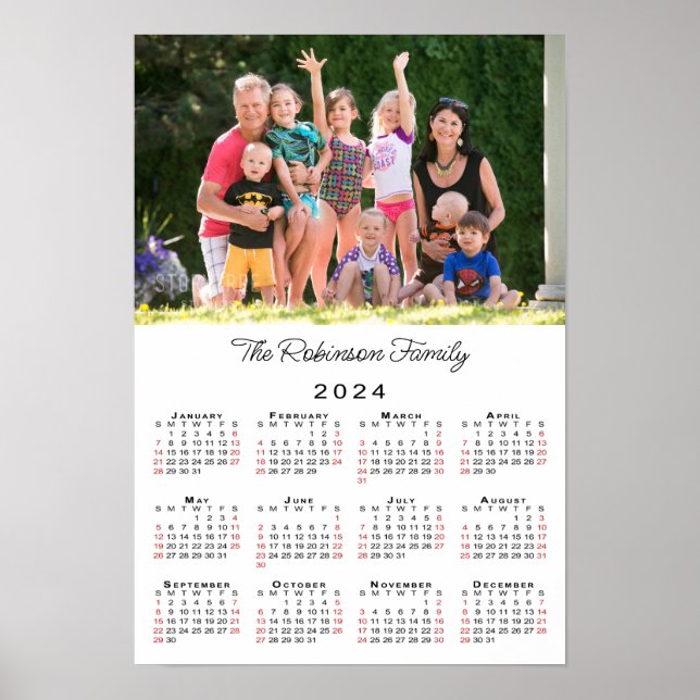Personalized Photo and Name 2024 Calendar Poster (Front)