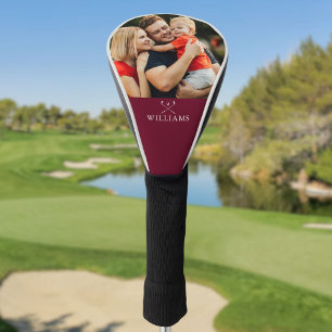 Personalized Photo And Name Burgundy Red Golf Head Cover