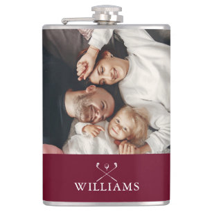 Personalized Photo And Name Burgundy Red Hip Flask
