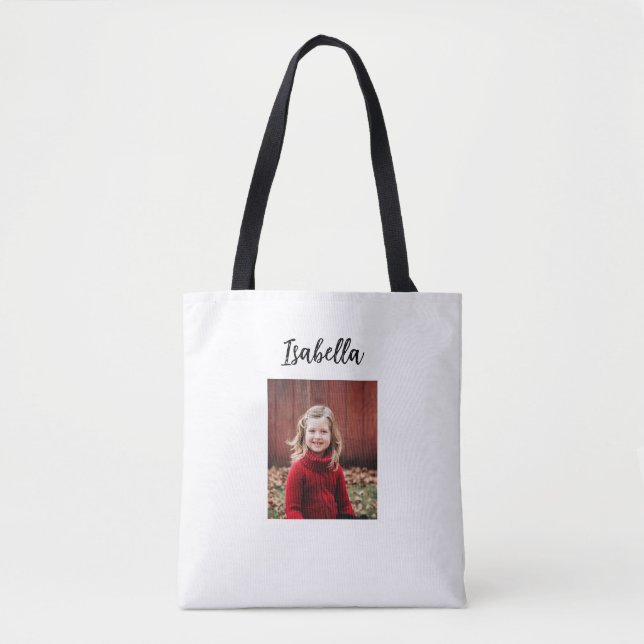 Personalized Photo and Name Child's Tote Bag (Front)
