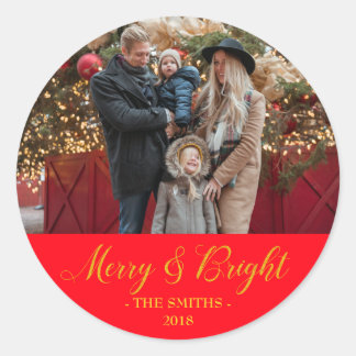 Personalized Photo and Name Classic Round Sticker