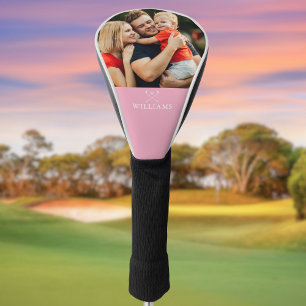 Personalized Photo And Name Golf Clubs Pink Head Cover