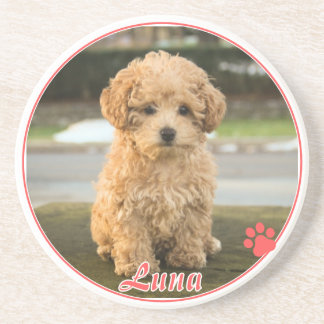 Personalized Photo and Name in Red Coaster
