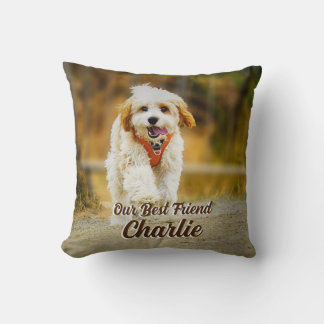 Personalized photo and name my best friend pet throw pillow