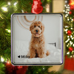 Personalized Photo and Name Pet Metal Ornament<br><div class="desc">Keep your furry friend close to you at all times this holiday with this one-of-a-kind ornament. This Christmas photo frame ornament features your favourite photo of your beloved pet, along with their name and a little heart in the corner. It's the perfect way to show off your love for your...</div>