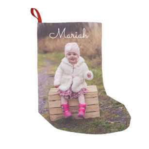 Personalized Photo and Name Small Christmas Stocking