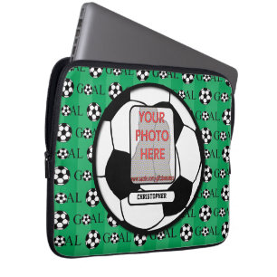 Personalized Photo and Name Soccer Ball Laptop Sleeve