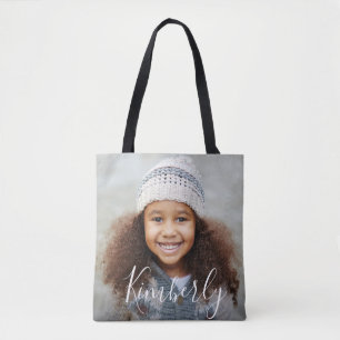personalized photo and name tote bag