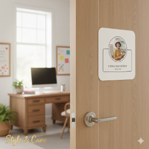 Personalized Photo and Name with Job Title White Square Sticker