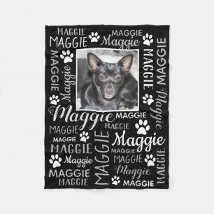 Personalized Photo and Names   Black Dog Blanket