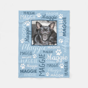Personalized Photo and Names   Blue Dog Blanket