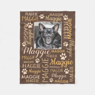 Personalized Photo and Names   Brown Dog Blanket