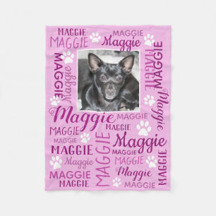 Personalized Photo and Names Rose Pink Dog Blanket