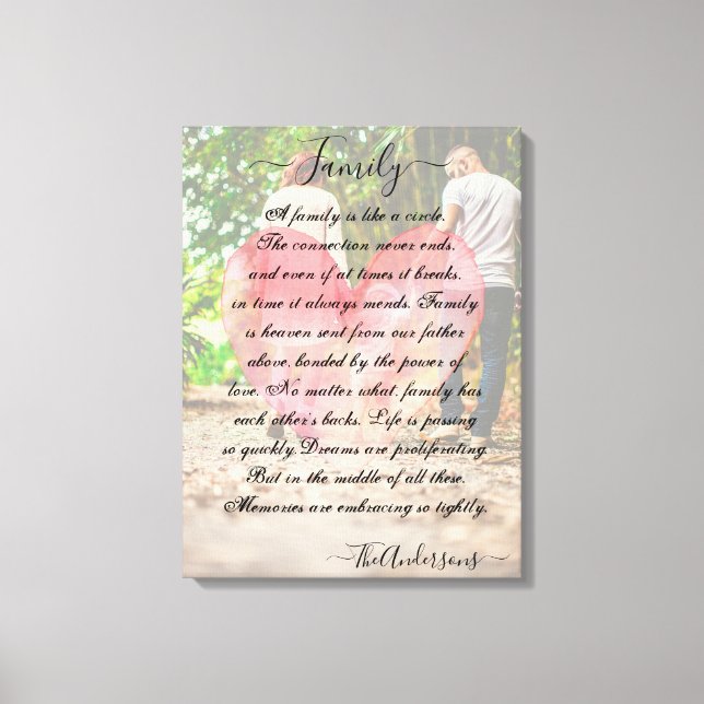 Personalized photo and poem canvas print (Front)