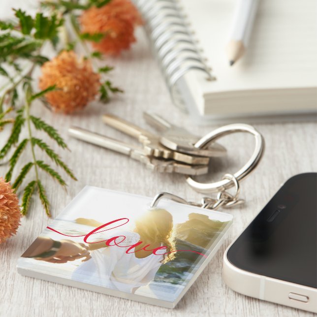 Personalized Photo and Script Text Keychain (Front Right)