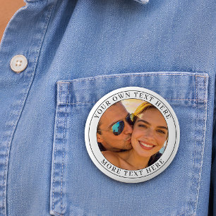 Personalized Photo and Text 4 Inch Round Button