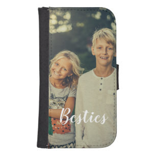 Personalized photo and text Besties adorable chic Samsung S4 Wallet Case