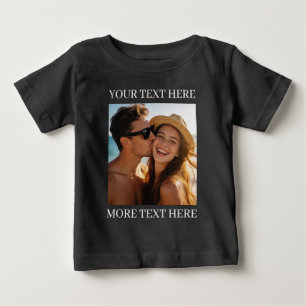 Personalized Photo and Text Black Baby T-Shirt